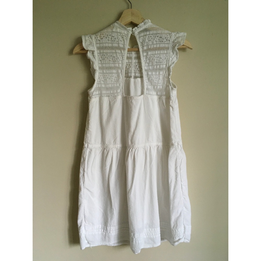 Altar'd State White Lace Pintuck Sleeveless Tiered Boho Mini Dress Medium - Picture 7 of 11